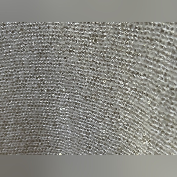 Women’s DKNY Jeans Soft Fine Knit Gold Metallic Thread High Low Dressy Sweater - Picture 4 of 11